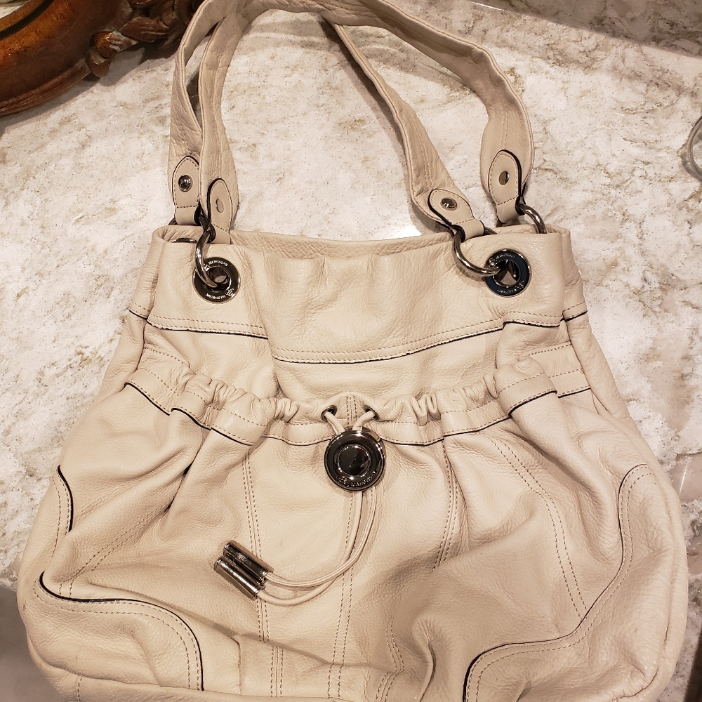 B. Makowsky Adelaide tote, cream-colored leather w/ dust bag
